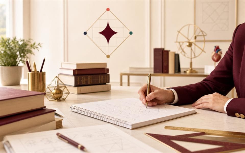 Un espace de travail d'enseignant avec cahier, outils de géométrie et livres de mathématiques